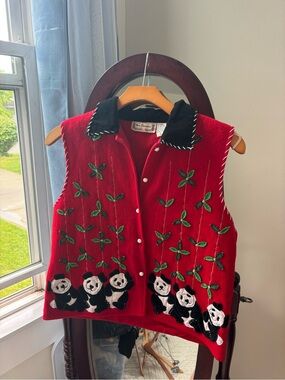 Vintage fun panda sweater vest